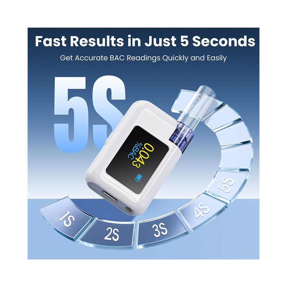 Digital Breathalyzer High Accuracy Alcohol Tester Portable Breath Alcohol Detector With Lcd Screen 8 Mouthpieces 6033019115162