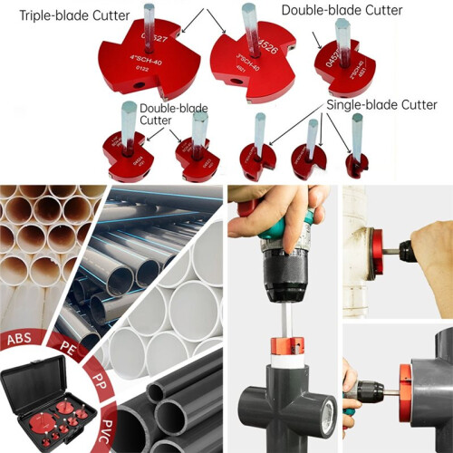 8PCS PVC Pipe Reamer Tool Set, Multi-Size Deburring & Chamfer Kit for 0.5"-4" Pipe, Ideal for Plumbing Installation 2