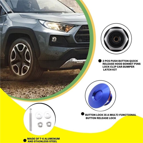 2 PCS Push Button Quick Release Hood Bonnet Pins Lock Clip Car Bumper  Kit 2