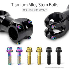 (M5x18 Titanium) 6PCS M5*18/20MM Titanium Handlebar Stem Screws with Spacer for Mountain Bikes
