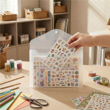 Sticker Organizer,Clear Plastic Envelopes with Snap,12 Pack Waterproof for Sticker Storage,Scrapbook Storage,Stamping