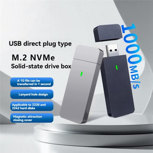 Box Esterno per SSD M.2 NVMe 2230 2242 con Porta USB-A e USB 3.2 Gen2 da 10 Gbps, Colore Nero. 1