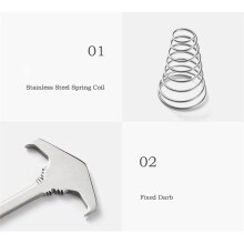 (80*30mm) 5PCS Tent Pegs & Adjustable Rope Buckles, Spring Fishbone Anchors, Deck Stakes, Camping Hooks