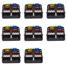 8X 6-Way Waterproof Fuse Block,with LED Indicator 12 Circuits with Negative Marine Fuse Box for 12/24V