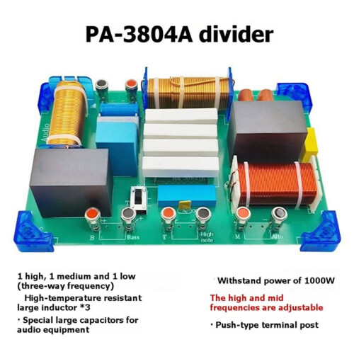 1000W 3 Way Speaker Crossover PA-3804A Audio Frequency Divider Board Adjustable Tweeter Mid Woofer Network 2