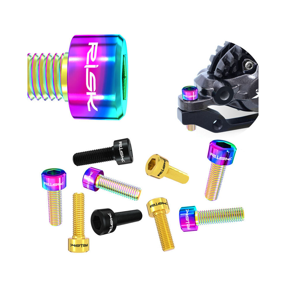 (Dazzling, M6x20) 4Pcs Titanium M6x16/18/20Mm Mtb Brake Caliper Fixing Bolts Bicycle Screws 123643787340
