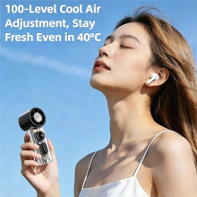 Portable Transparent Handheld Fan, with LED Lighting, 100 Speed Settings, High-Speed Electric Fan