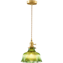 Glass Pendant Light Vintage Modern Pendant Light Indoor Retro Ceiling Light For Hallway Living Room Green
