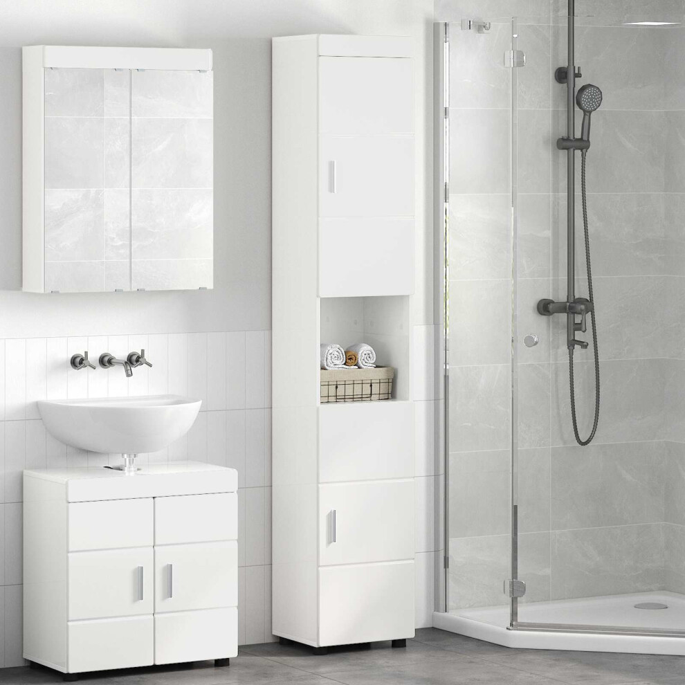Vidaxl Bathroom Cabinet Set Tulum High Gloss White 37 X 31.5 X 203 Cm
