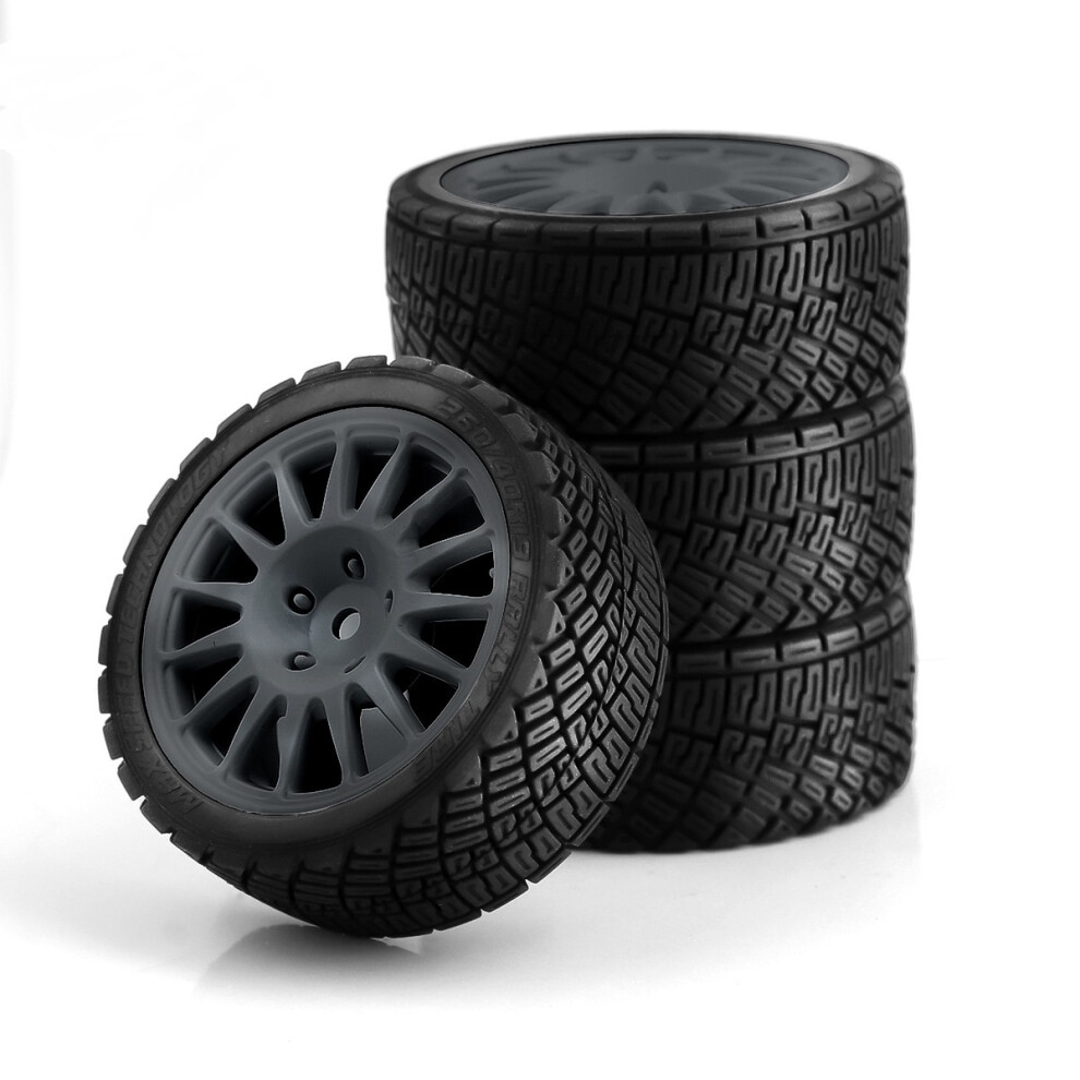 (Black) For Kyosho & Tamiya 1/10 Wrc Rc Fiesta C3 Rally Car: Run-Flat Tires & Wheels Black 123643840038