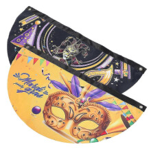 Mardi Gras Decorations Banner 2Pcs Half Fan Shape for Cheerful Indoor Outdoor Party Events