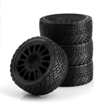 (White) For Kyosho & Tamiya 1/10 WRC RC Fiesta C3 Rally Car: Run-Flat Tires & Wheels