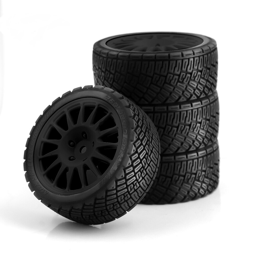 (White) For Kyosho & Tamiya 1/10 Wrc Rc Fiesta C3 Rally Car: Run-Flat Tires & Wheels White 123643840021