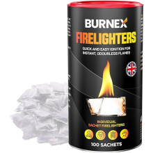 100 Burnex Wax Fire Lighters for Wood Burners - BBQ Fire Starter, Firelighters for Wood Burners - 100 Firestarters Individually Wrapped