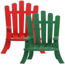 Miniature Wooden Chairs Dollhouse Furniture for Decoration 2Pcs Wood Beach Chairs