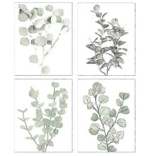 Wall Decoration Plant Canvas Artwork for Coffee Shop Minimalist Design Multi Color 8x10inches 4Pcs