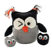 (Pink) (Black) DIY Crochet Kit Hand Knitting Toy Classic for Birthday Gift Beginner