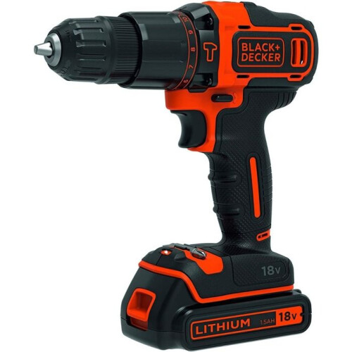 Black + Decker Drill/Percussion driver - Black+Decker - 18V - 2 speeds - 2-hand chuck - 1 battery 1
