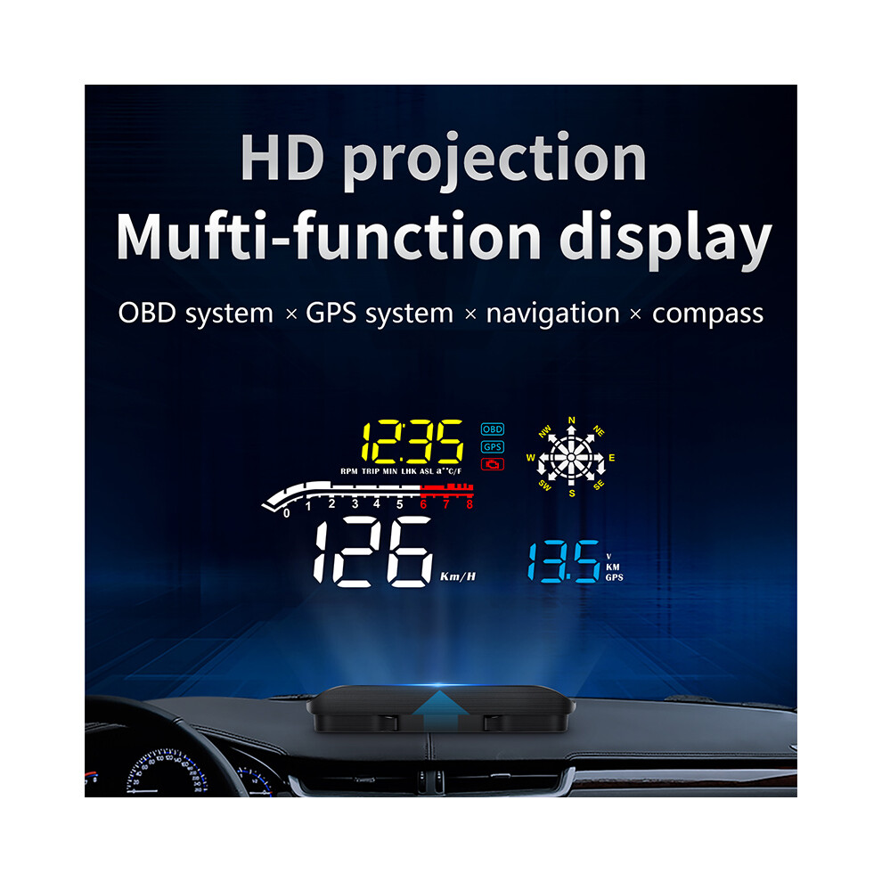 D1 Auto Hud Mirror Head Up Display Obd2 Car Speed Projector Speedometer Security Alarm 110691610331