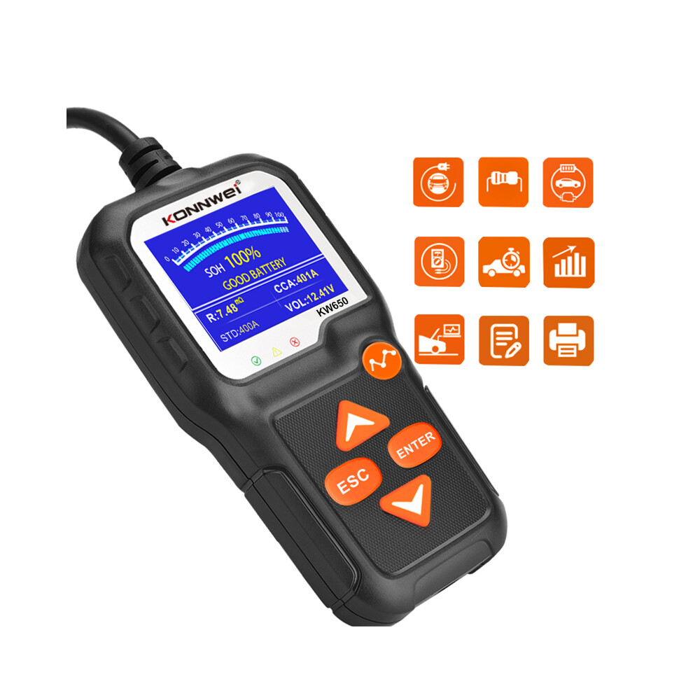 Konnwei Kw650 Automotive Car Battery Tester Charging Cranking Test Analyzer 2000Cca 110691610256