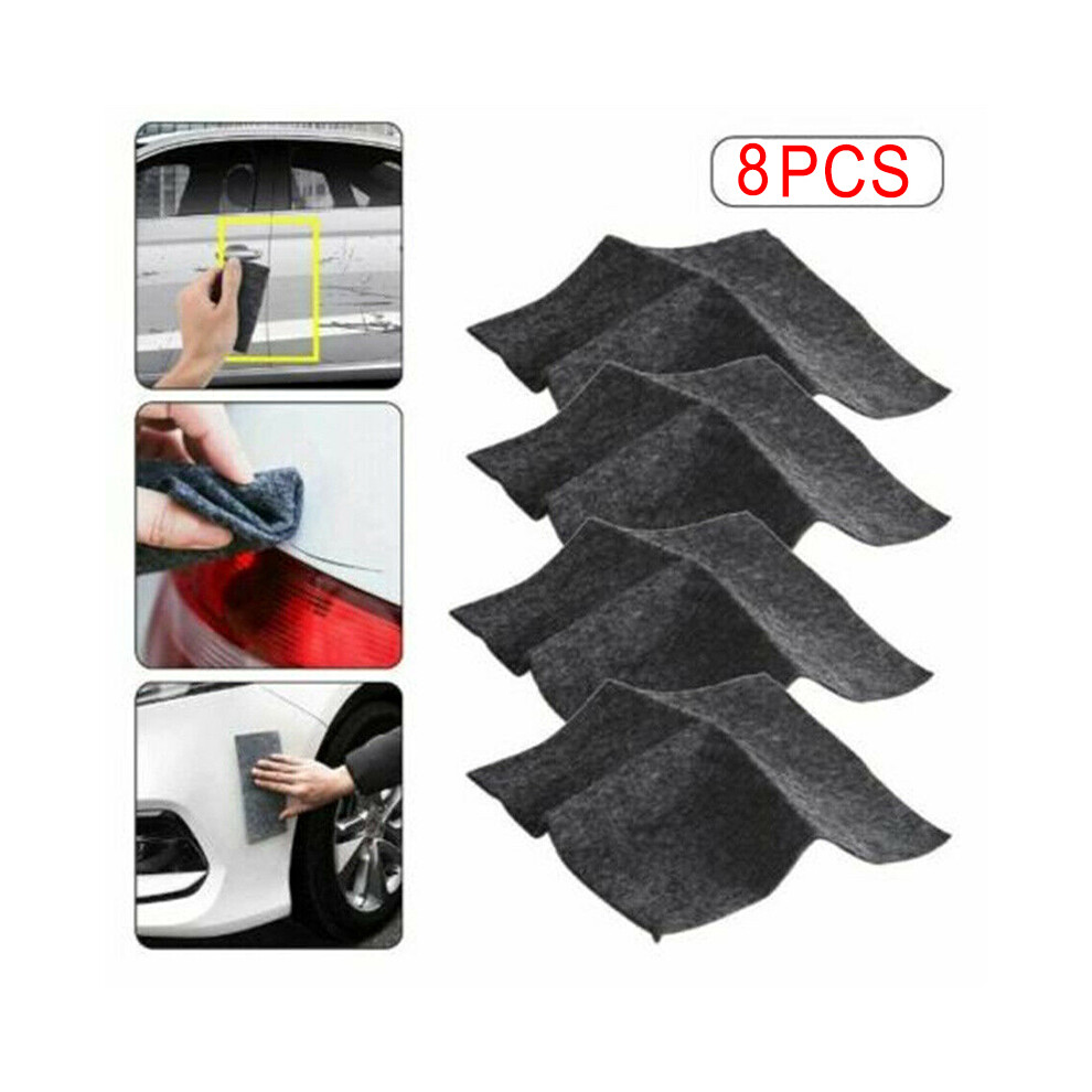 (8Pcs) 4Pcs Nano Sparkle Car Scratch Remover Cloth Scratch -Eraser Surface Repair Black 110691611215