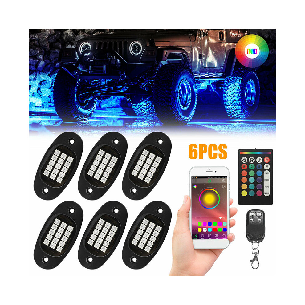 6 Pods Rgb Led Rock Lights Wireless Bluetooth App Music Chasing Offroad Atv 12V 110691612120