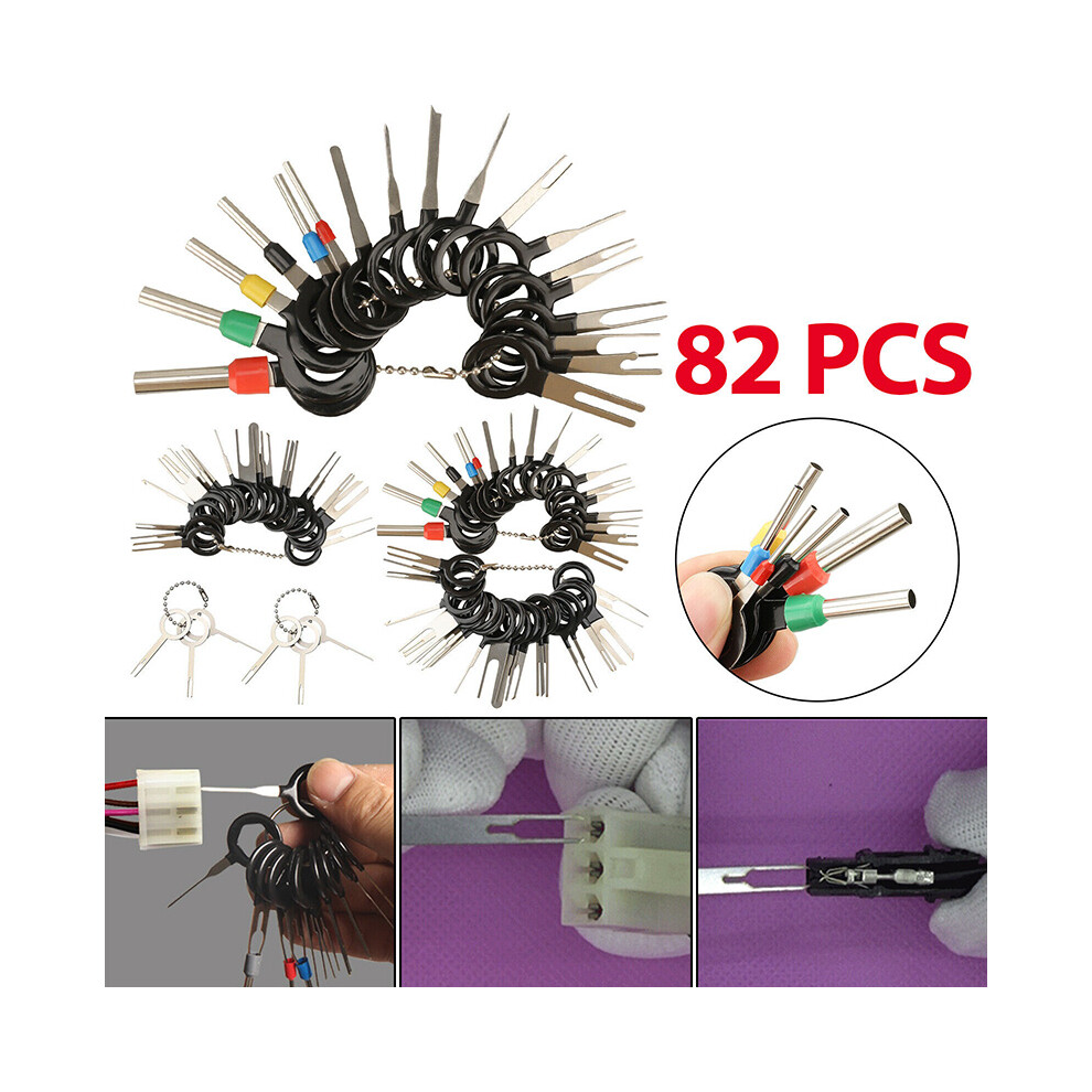 82Pcs Car Terminal Removal Tool Kit Wire Connector Pin Release Extractor Puller 110691611918