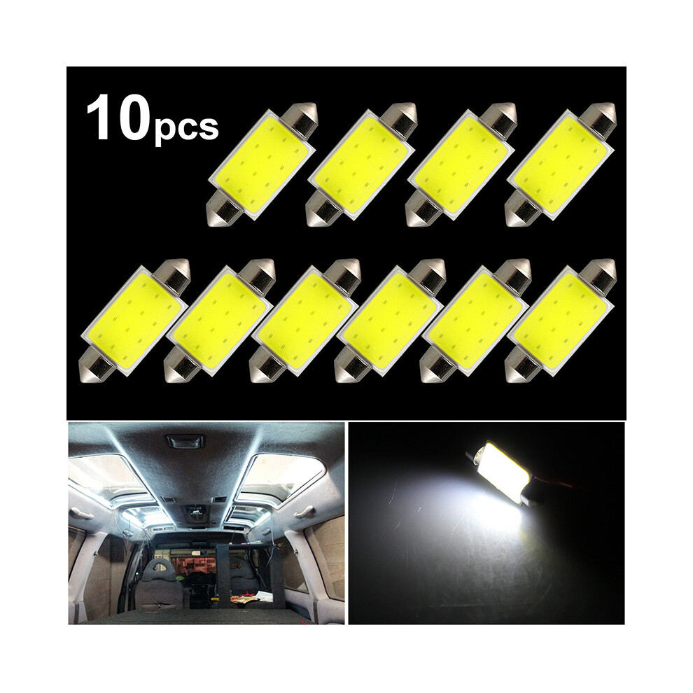 10Pcs Super 41Mm Cob Festoon Dome Map Interior Led Bulb 211-2 578 569 White/Light 110691612151