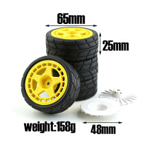(Black) 1/10 RC Rally Car Wheels & Tires Set for Tamiya TT-02, XV-01 Crawler Cars