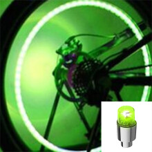 (green) 2PCS Small LED Wheel Lights Waterproof Durable Rustproof Cycle Valve Tire Lamps