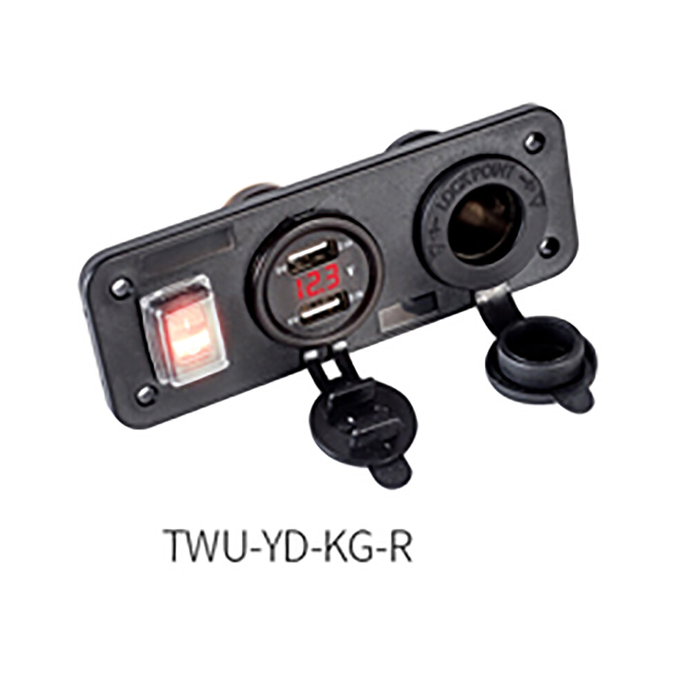 (Red) 12/24V Car Boat Dual Usb Charger Led Voltmeter Cigarette Lighter Plug Socket Red 110691617002