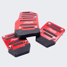 (red) 3PCS Universal Aluminum Manual Transmission Car Non-slip Pedal Cover Set Kit
