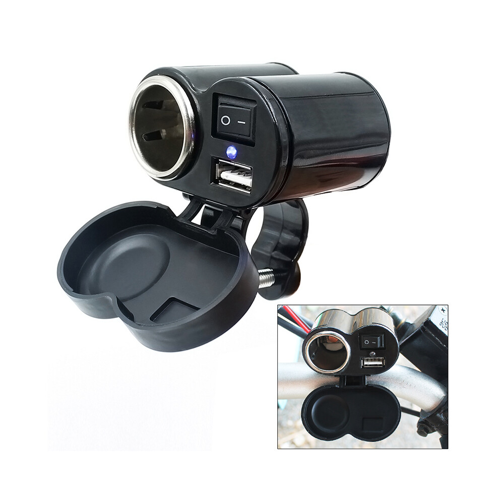 Motorcycle Handlebar Waterproof Plug With Usb Charger Socket Cigarette Lighter Seat 110691616562