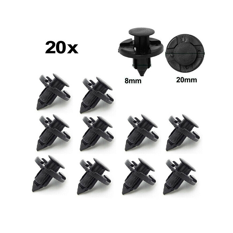 20Pcs Car Bumper Rivets Retainers Fastener Mud Flaps Fender Push Clips 8Mm For Nissan Black 115295436288