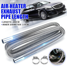 250cm Silver Stainless Steel Exhaust Pipe Air Heater Tank Diesel Gas Hose Clamp