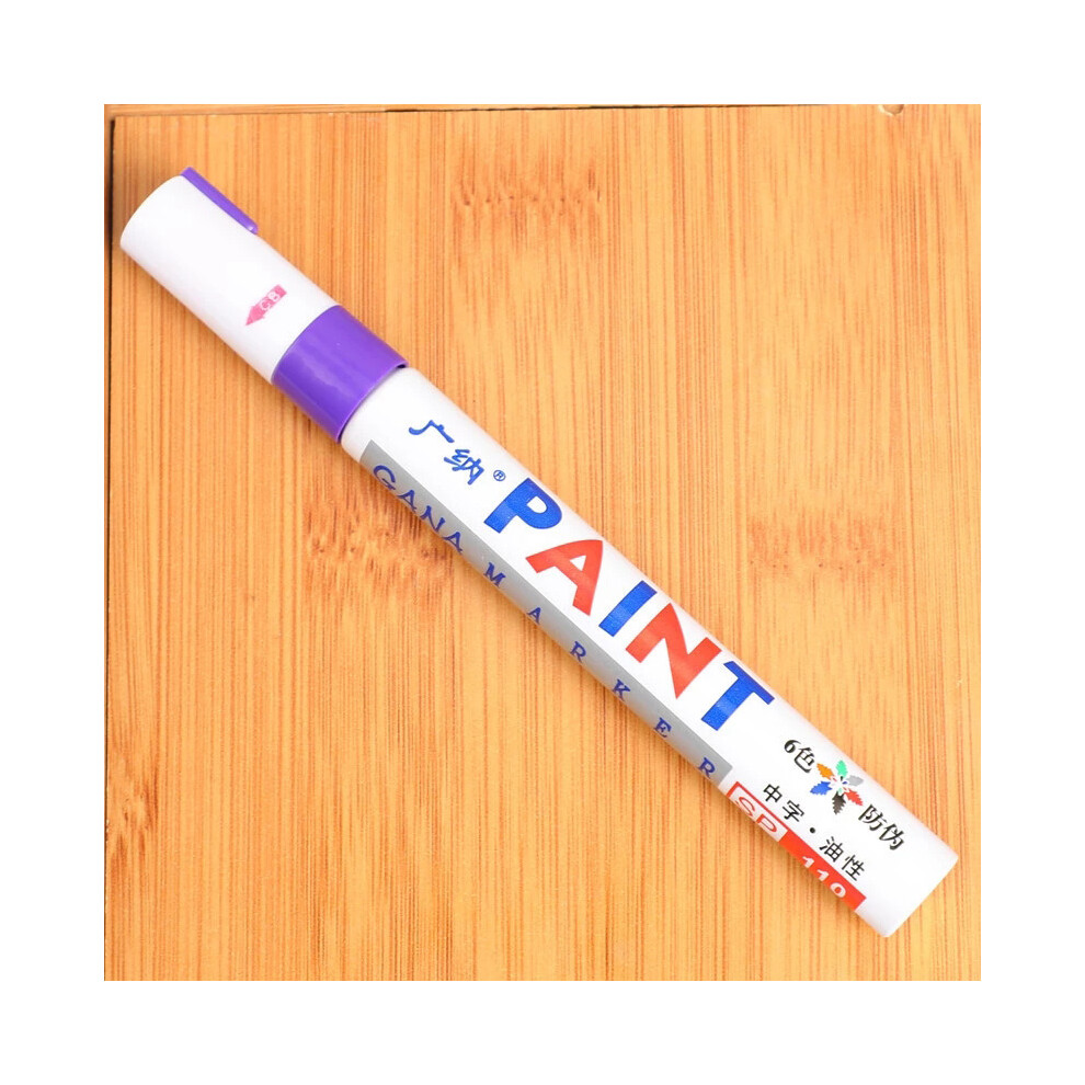 (Purple) Waterproof Metallic Paint Marker Pens For Car Tyre Tire Tread Rubber Metal Purple 110691615701