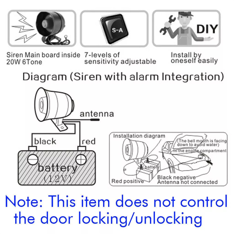 New Vehicle Vibration Burglar Alarm Security System Non-Destructive Installation 110691618696