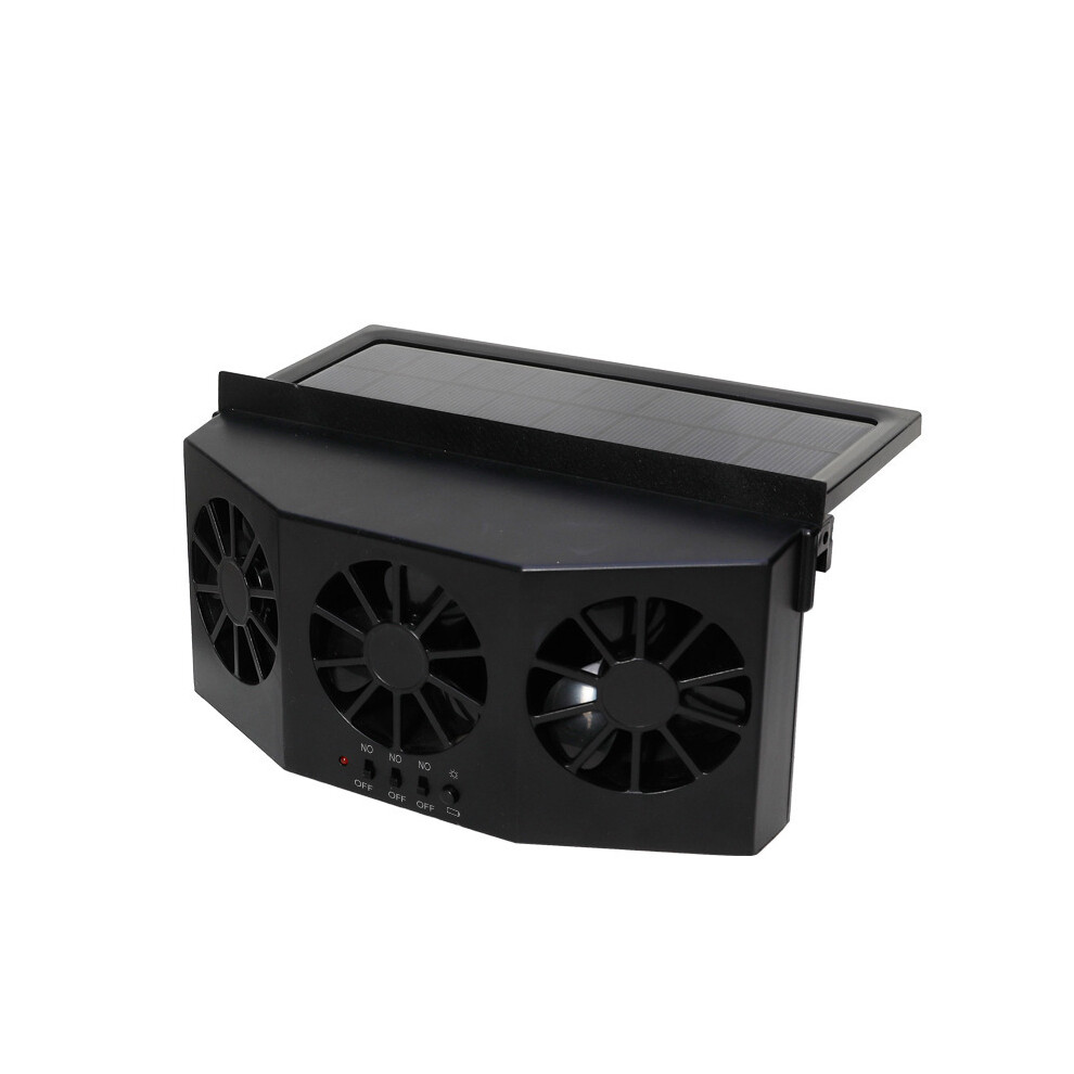 (Black) Solar Powered Car Vehicle Window Air Vent Cooling Exhaust Fan Radiator Cooler Black 110691617941