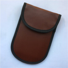 (dark brown) 2-Pack Car Key Signal Blocker Pouch - RFID Blocking Faraday Bag Case
