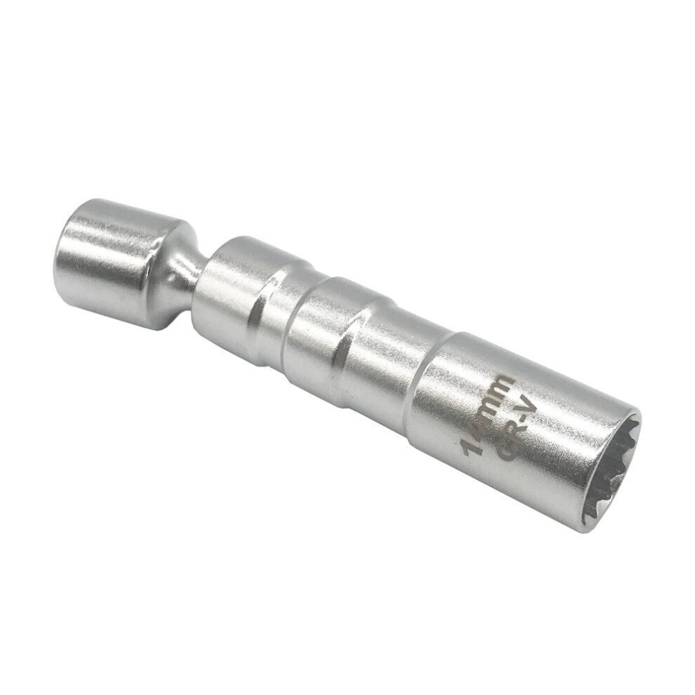 (14mm) 14mm/16mm Thin Wall Magnetic Swivel Spark Plug Socket 3/8 inch Drive 12 Point