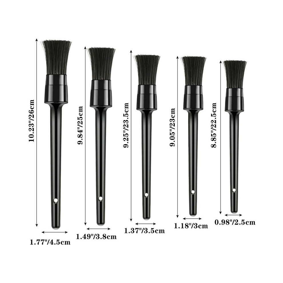 (Black) 10Pcs Boar Hair Plastic Handle Car Auto Detailing Brush Set For Cleaning Automotive Wheel Rim Interior And Exterior Black 110691624062