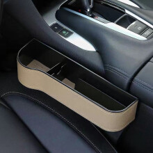 (Beige right) Car Gap Filler Pockets for Auto Console Organizer Seat Side Storage Box Phone Key Holder