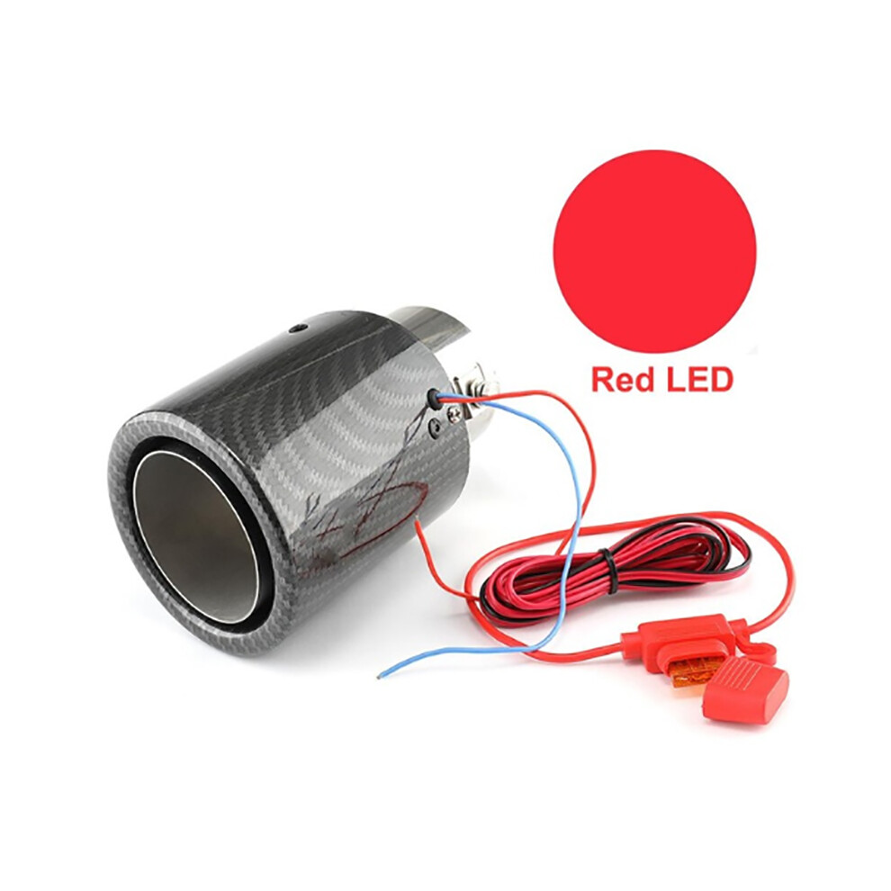 (Red#, Crimping) Car Modified Carbon Fiber Luminous Led Exhaust Muffler Tip Pipe Tail Throat Red 110691626165
