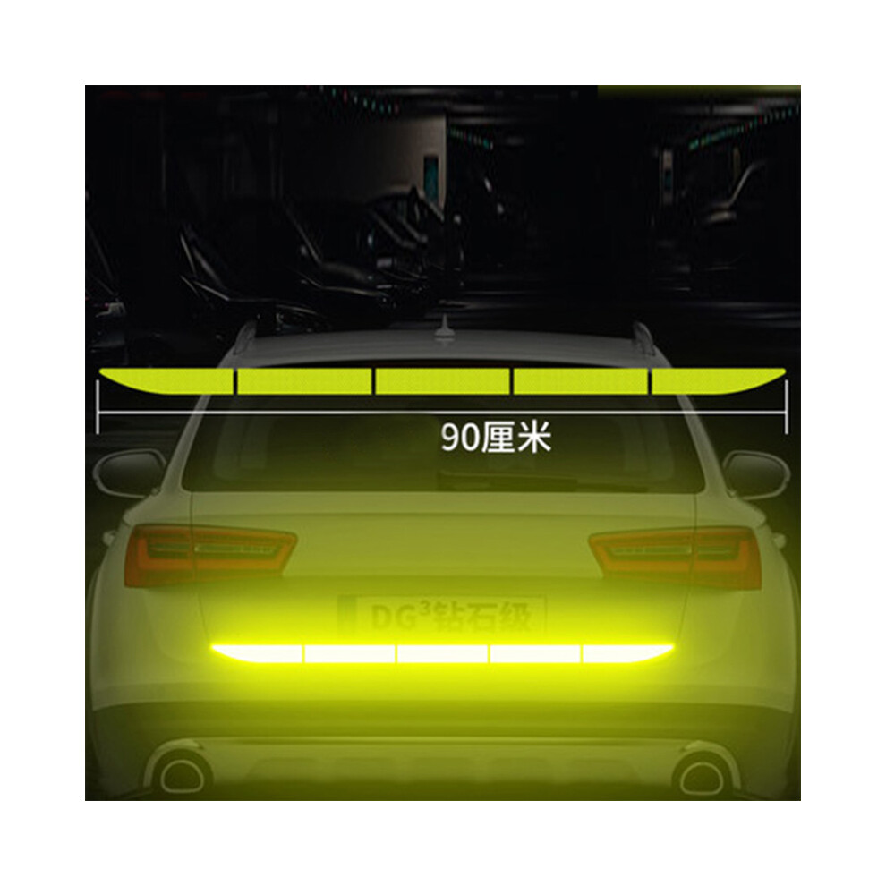 (Yellow) Car Trunk Reflective Sticker Tape Auto Body Exterior Anti-Collision Warning Strips Yellow 110691625953
