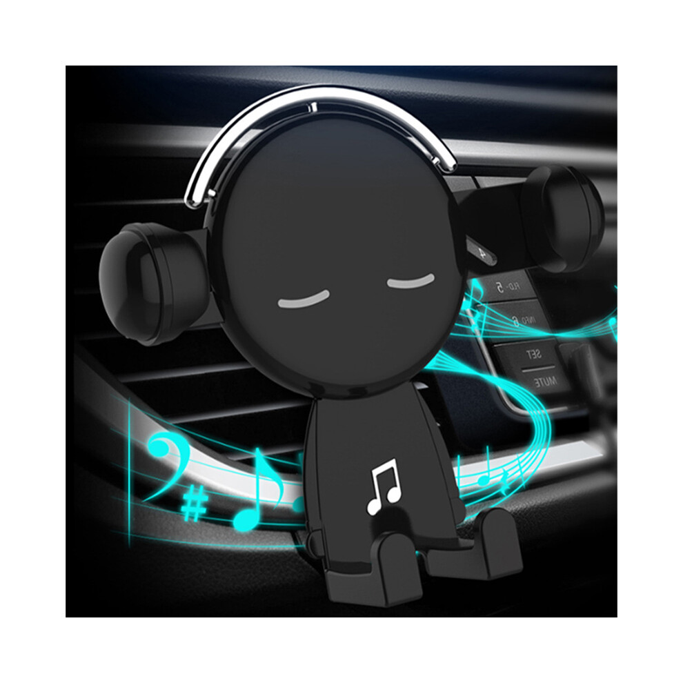 (Black) Car Navigation Mobile Phone Holder Gravity Mobile Phone Holder Universal Air Outlet Clip Holder Black 110691625779