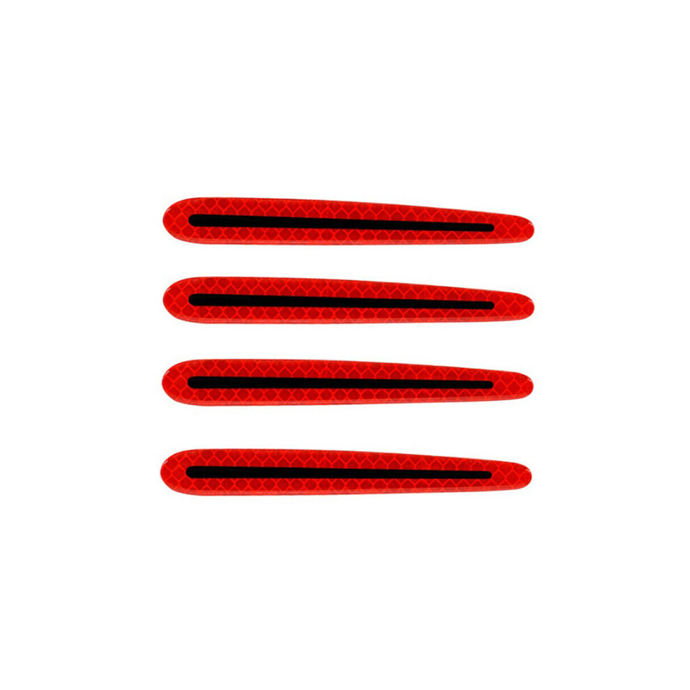 (Red) 4Pcs Universal Car Door Handle Paint Scratch Protector Sticker Bowl Decal Guard Safety Reflective Strips Red 115295441336