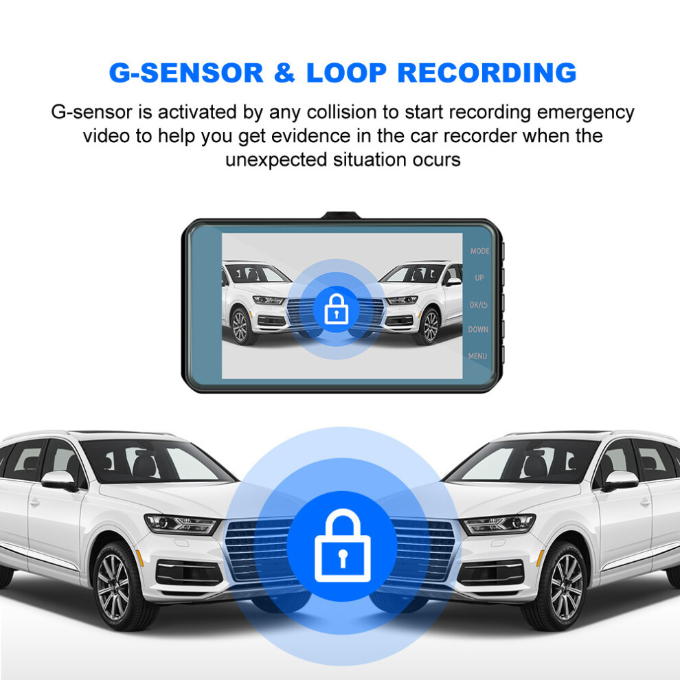 4.0'' Touch Fhd 1080P Dual Lens Car Dvr Reversing Camera Video Dash Cam Recorder 110691628237