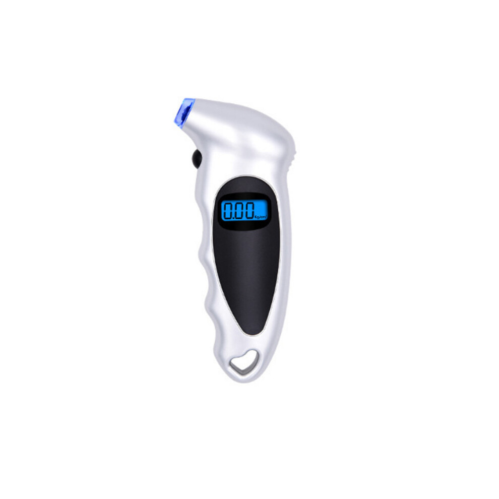 (Silver) High Precision Electronic Mini Car Tire Pressure Gauge Lcd Digital Display Silver 110691629890