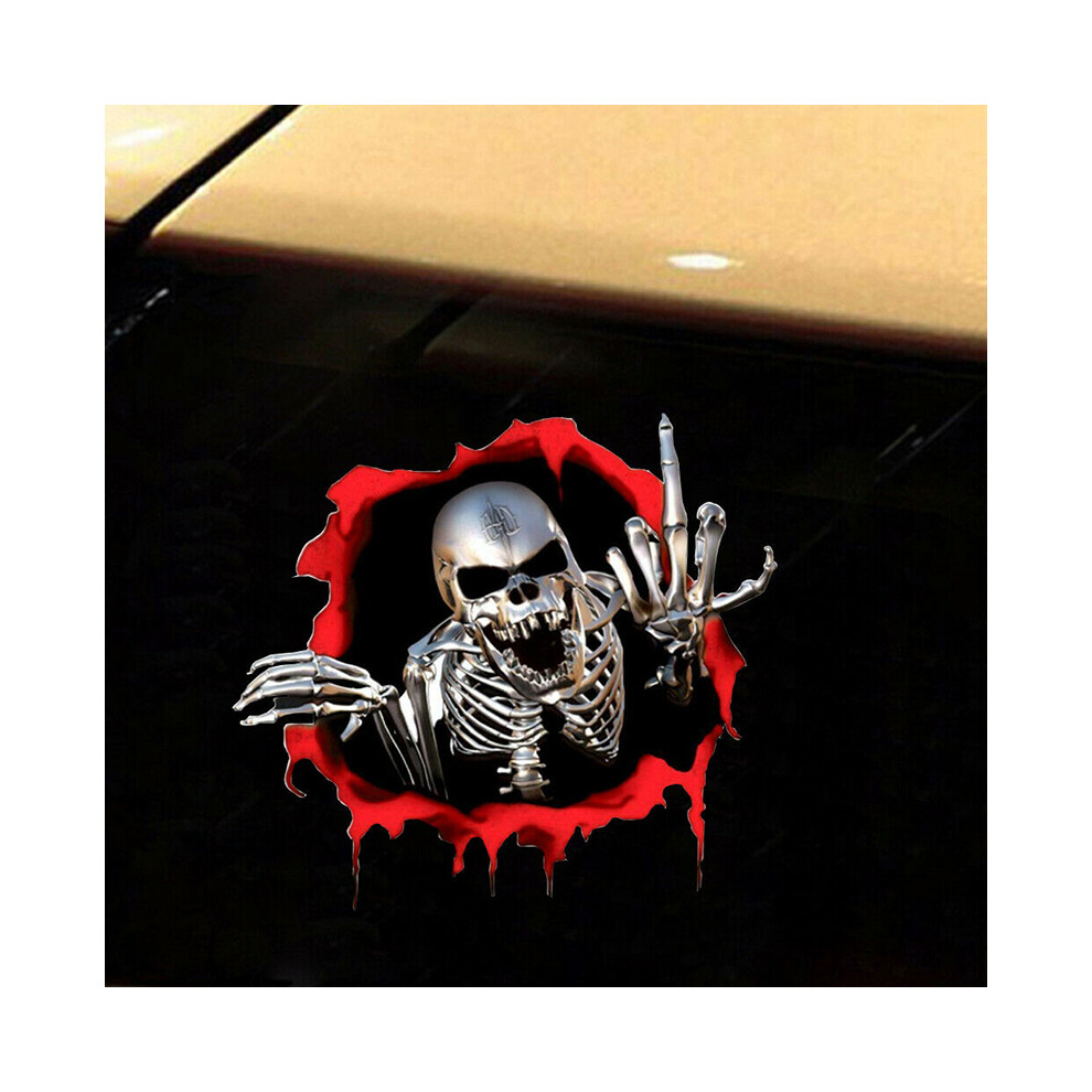 Skeleton Skull Auto Side Trunk Middle Finger Decal Sticker Car Accessories 110691630292