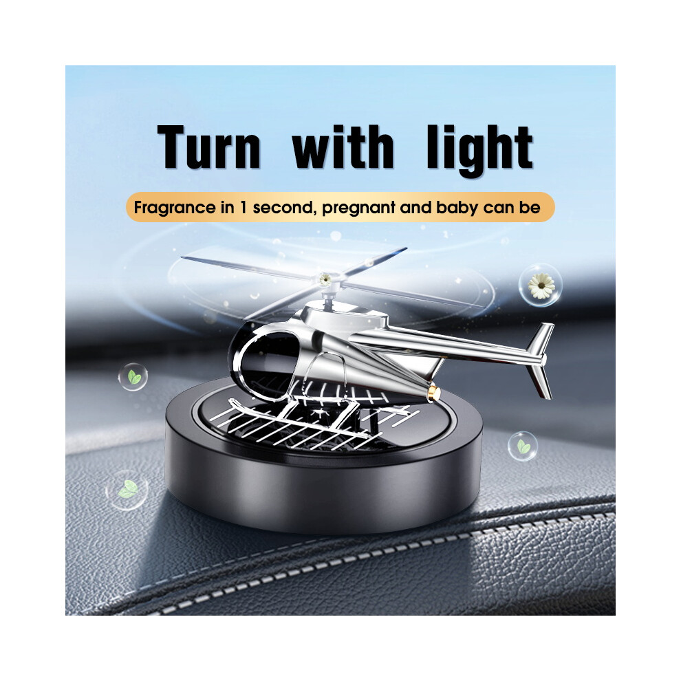 (Black) Solar Rotating Car Aromatherapy Helicopter Waterwheel Interior Ornament Diffuser Black 110691629166